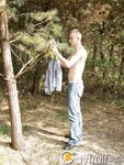 Guy walks in the forest and jerks off his dick under a tree