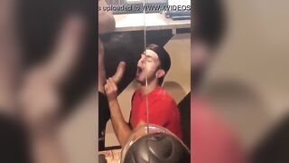 Blowing a big uncut dick at the bar