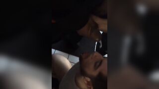 Double facial in a restaurant toilet