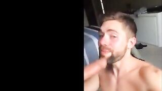 Beautiful macho sucking cock to a stranger