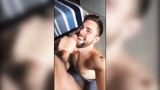 Beautiful macho sucking cock to a stranger