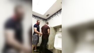 Cruising for sex and breeding a slut at a urinal while being