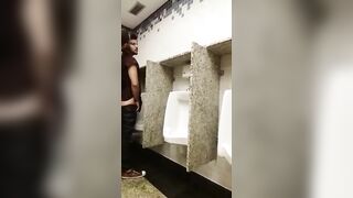 Cruising for sex and breeding a slut at a urinal while being