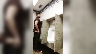 Cruising for sex and breeding a slut at a urinal while being