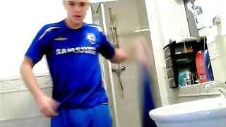 Cute soccer boy showing his big cock and hot bush