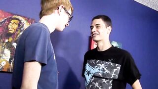 Redhead and brunette twinks bare fuck