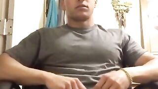 Fit college guy wanking stiff cock