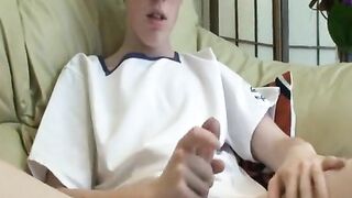 Cute skinny boy strips off to show all his goods