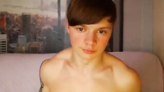 Hot muscular hunky boy wanks and has a big cum blast