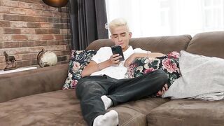 Cute blond twink barebacked