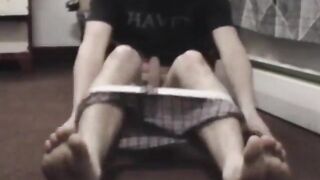 Jacking off on the floor and squirting the carpet