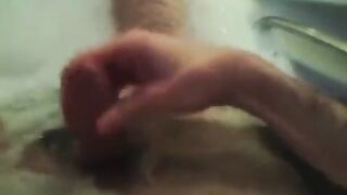 Uncut twink wanks in the bath