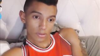 Sexy And Smooth Latino Boy Jerks On His Bed