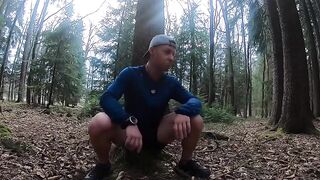 A wank in the forest