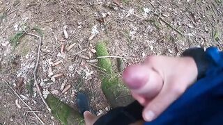 A wank in the forest