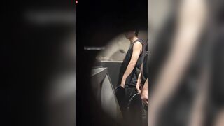 Males are pissing in the toilet.