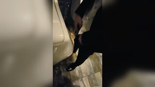 Males are pissing in the toilet 2