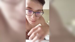 Young fit boy cum and eat