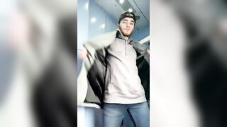 Uncut Horny Guy Jerks and Cums On Train